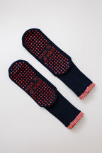 Navy Gingham Frill Grip Sock