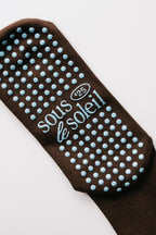 Brown Gingham Frill Grip Sock