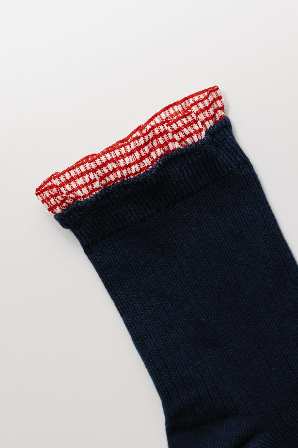 Navy Gingham Frill Grip Sock