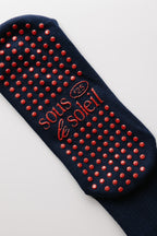 Navy Gingham Frill Grip Sock