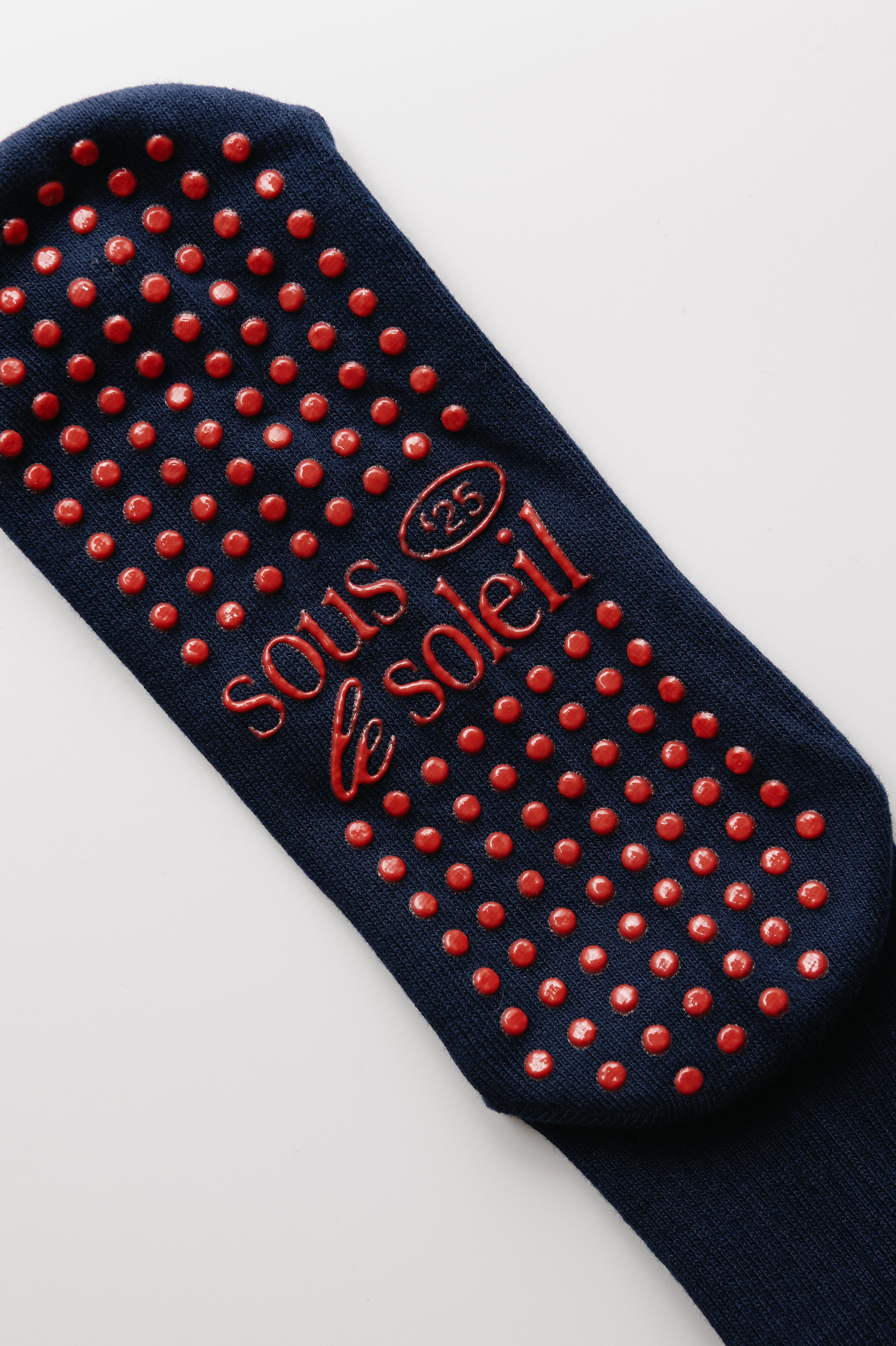 Navy Gingham Frill Grip Sock